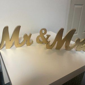 Gold Wedding Sign - Mr. and Mrs.